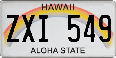 HI license plate ZXI549