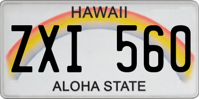 HI license plate ZXI560