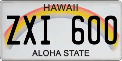 HI license plate ZXI600