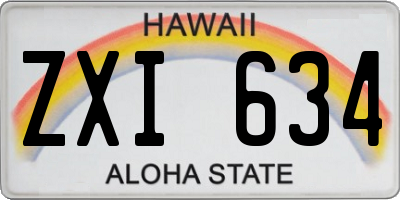 HI license plate ZXI634