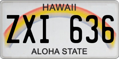 HI license plate ZXI636