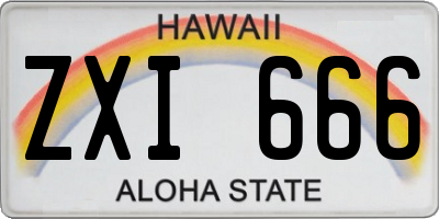 HI license plate ZXI666