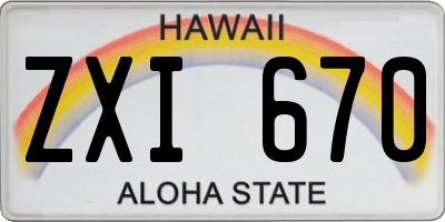HI license plate ZXI670