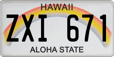 HI license plate ZXI671