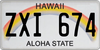 HI license plate ZXI674