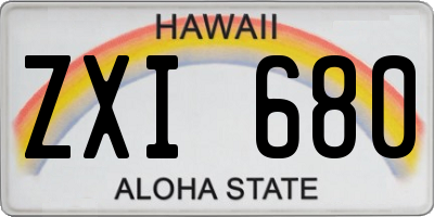 HI license plate ZXI680