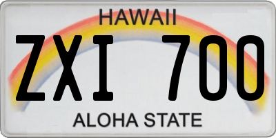 HI license plate ZXI700