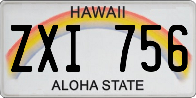 HI license plate ZXI756