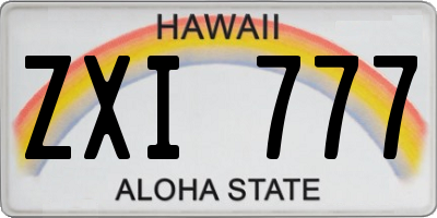HI license plate ZXI777