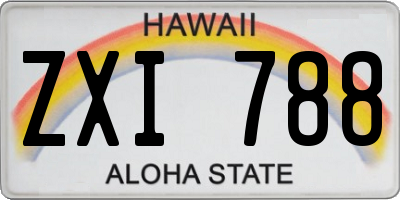HI license plate ZXI788