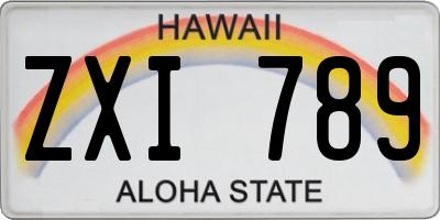 HI license plate ZXI789