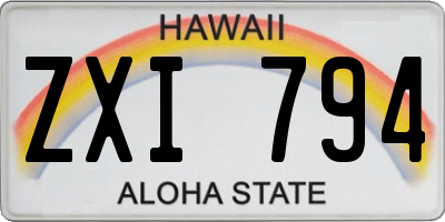 HI license plate ZXI794