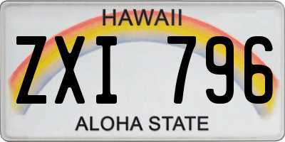 HI license plate ZXI796