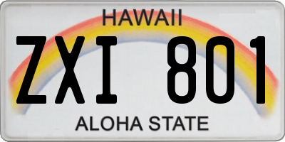 HI license plate ZXI801