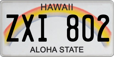 HI license plate ZXI802