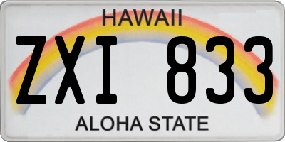 HI license plate ZXI833