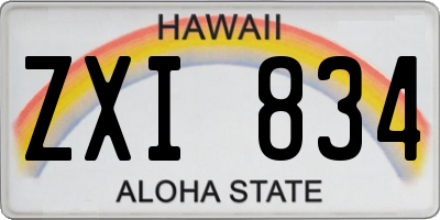 HI license plate ZXI834