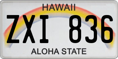HI license plate ZXI836