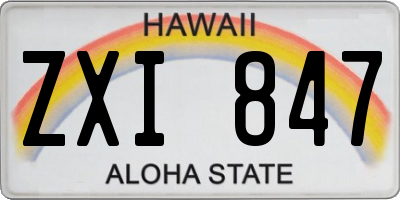 HI license plate ZXI847
