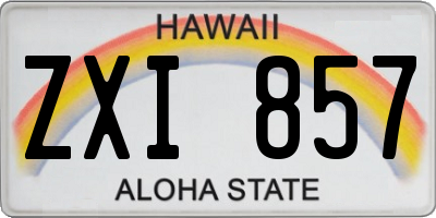 HI license plate ZXI857