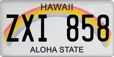 HI license plate ZXI858