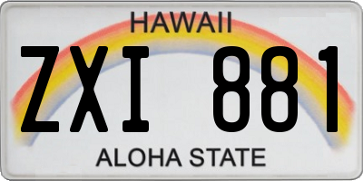 HI license plate ZXI881