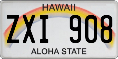 HI license plate ZXI908