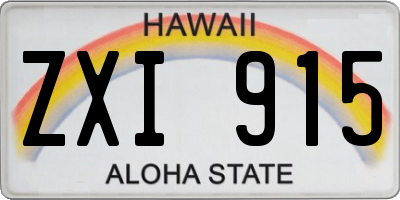 HI license plate ZXI915