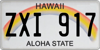 HI license plate ZXI917