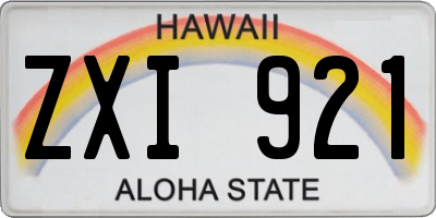 HI license plate ZXI921