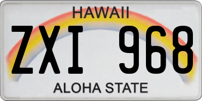 HI license plate ZXI968
