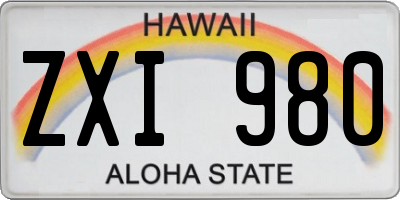 HI license plate ZXI980