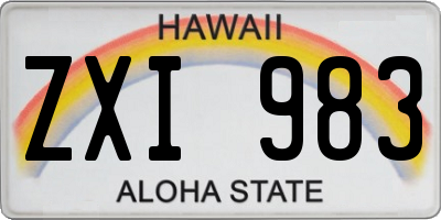 HI license plate ZXI983
