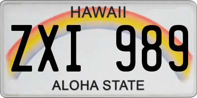 HI license plate ZXI989