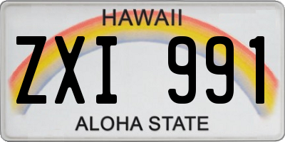 HI license plate ZXI991