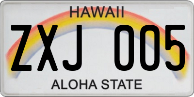HI license plate ZXJ005