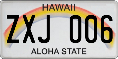 HI license plate ZXJ006
