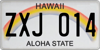 HI license plate ZXJ014