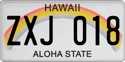 HI license plate ZXJ018