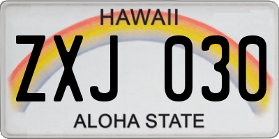 HI license plate ZXJ030