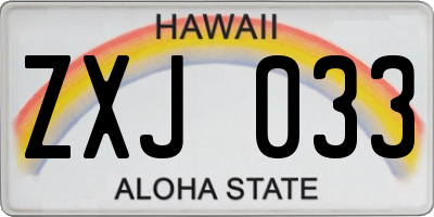HI license plate ZXJ033