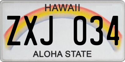 HI license plate ZXJ034