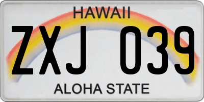 HI license plate ZXJ039