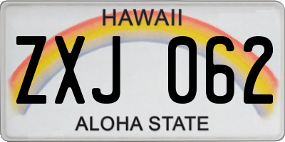 HI license plate ZXJ062