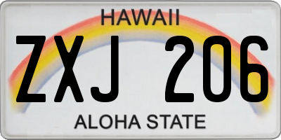 HI license plate ZXJ206