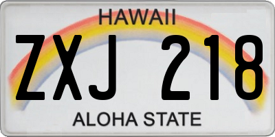 HI license plate ZXJ218