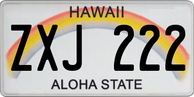 HI license plate ZXJ222