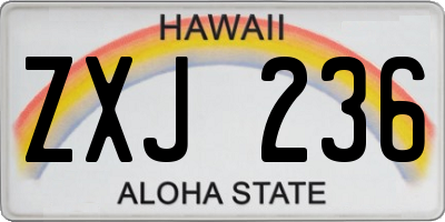 HI license plate ZXJ236