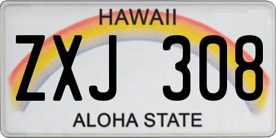 HI license plate ZXJ308