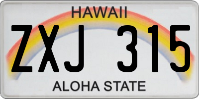 HI license plate ZXJ315